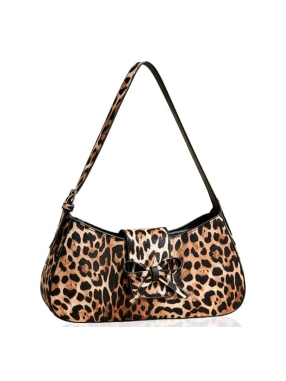 Y2K Coquette Bow Hobo Shoulder Bag Mini Clutch Purse Animal Print